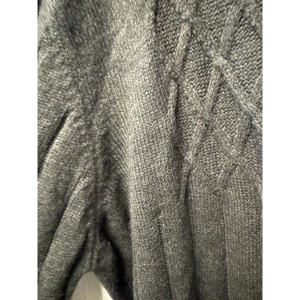 North Crest Men's Charcoal Grey Size XXLT 1/4 Zip Ribbed Cable Sweater Mock Neck